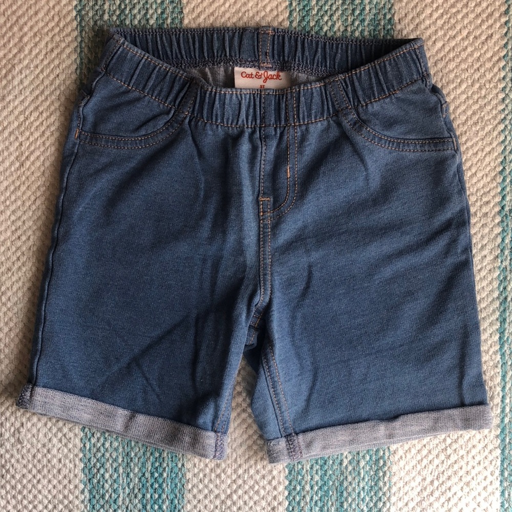 Cat & Jack Denim-look Elastic Waist Bermuda Shorts - Size 5T